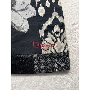 Desigual Skirt Womens 38 Black And White Floral Metallic Designer Wearable Art